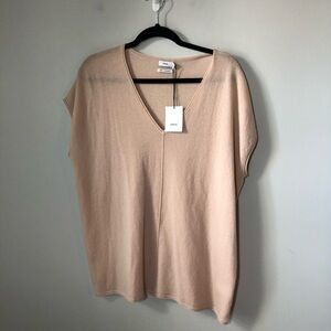 Vince cream cashmere v neck sweater vest sleeveless womens L NEW minimalist